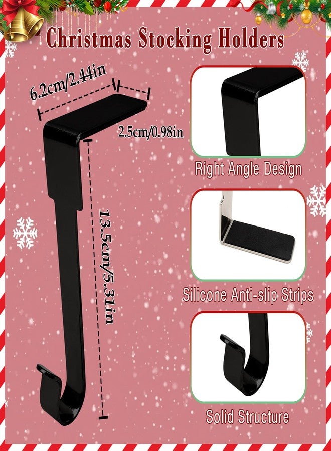 Zanzike Christmas Stocking Holders for Mantle, 4 Pack Black Stocking Hangers for Mantel, Non Slip Stocking Holders for Christmas Decorations, Hanging Mantel Hooks for Fireplace Staircases Wreath Garland Decor - Image 3